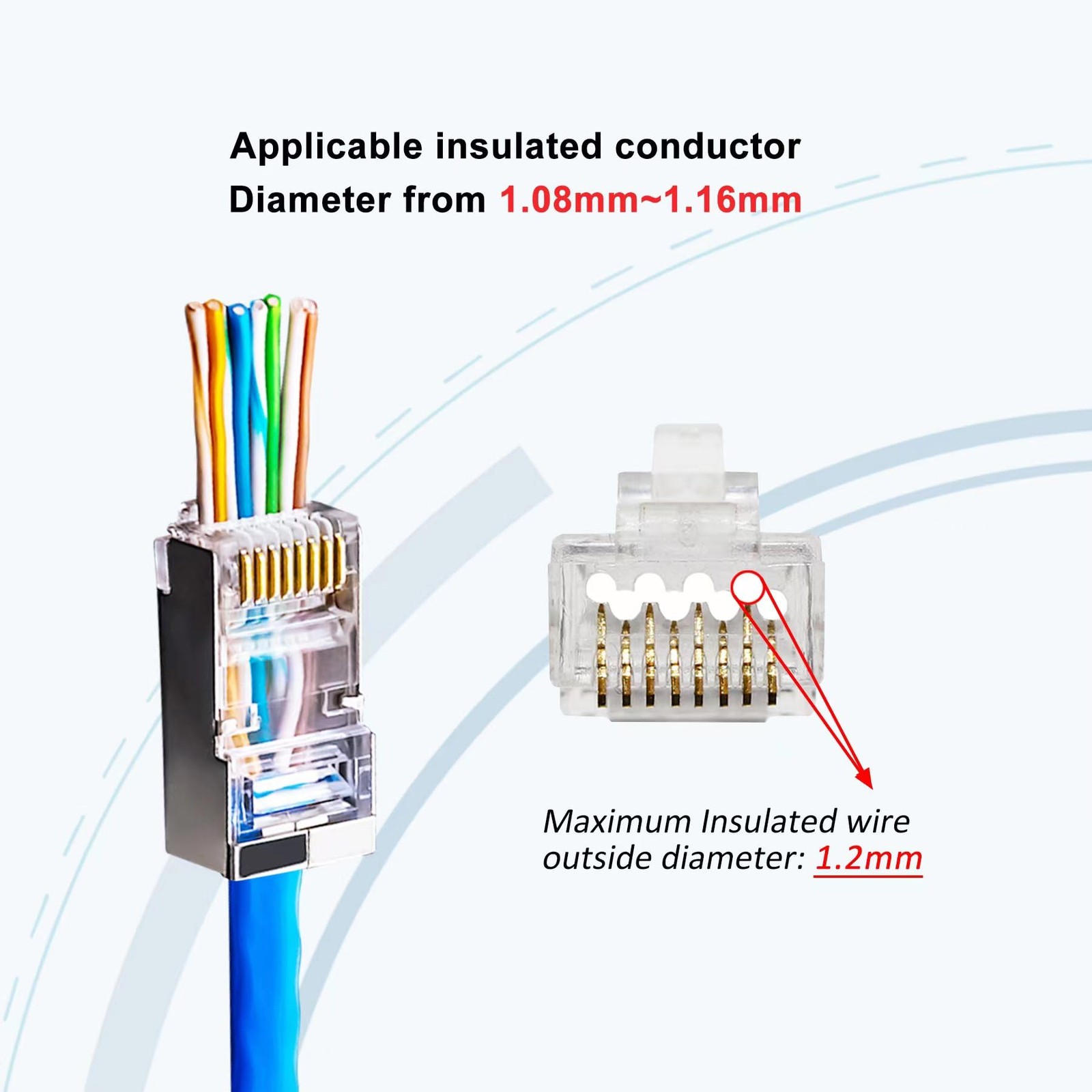 EZYUMM 20-Pack Cat6a RJ45 Connector Pass Through, Gold Cat6a,