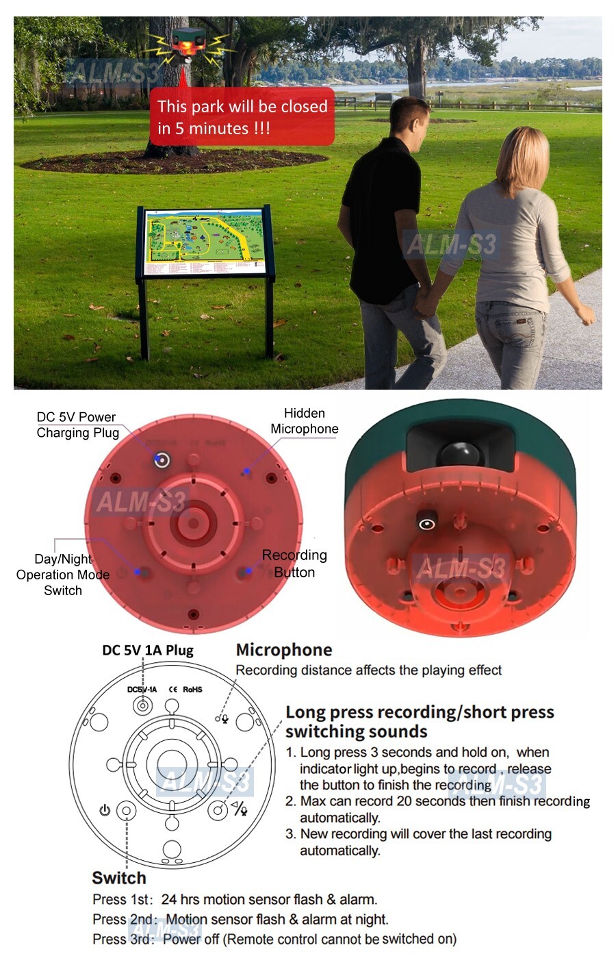 Premium 360-Degree Solar-Powered Motion Sensor Mobile Alarm With IR Remote