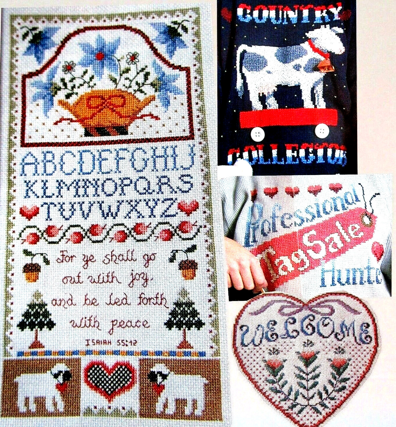 Country Collector Joy Sampler Tag Sale Hunter Welcome CROSS STITCH PATTERNS