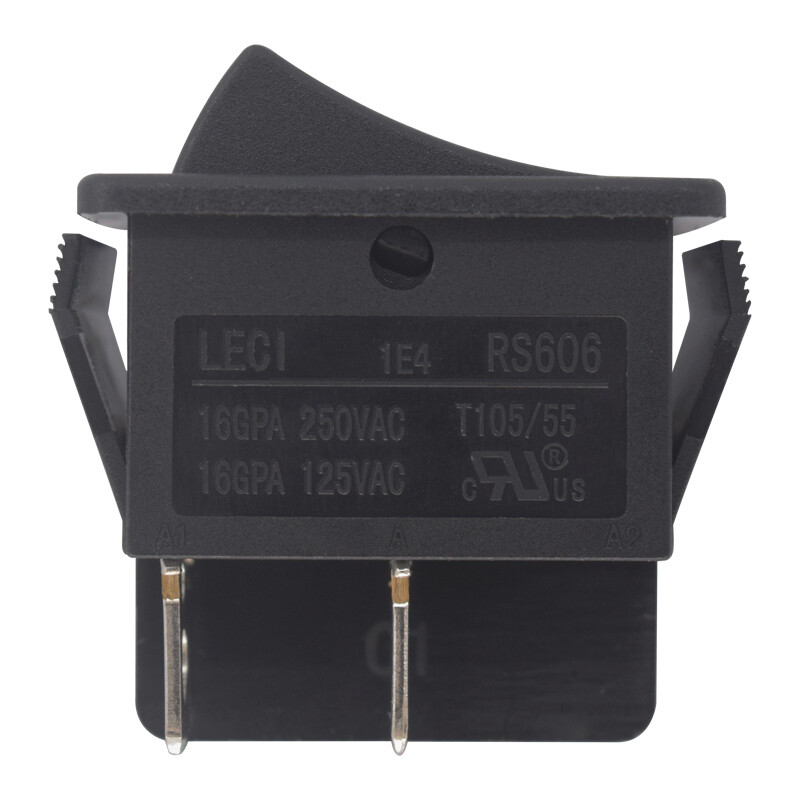 1PC LECI RS606 2position 4pin Rocker Switch 16A250V US HD Black without Lamp