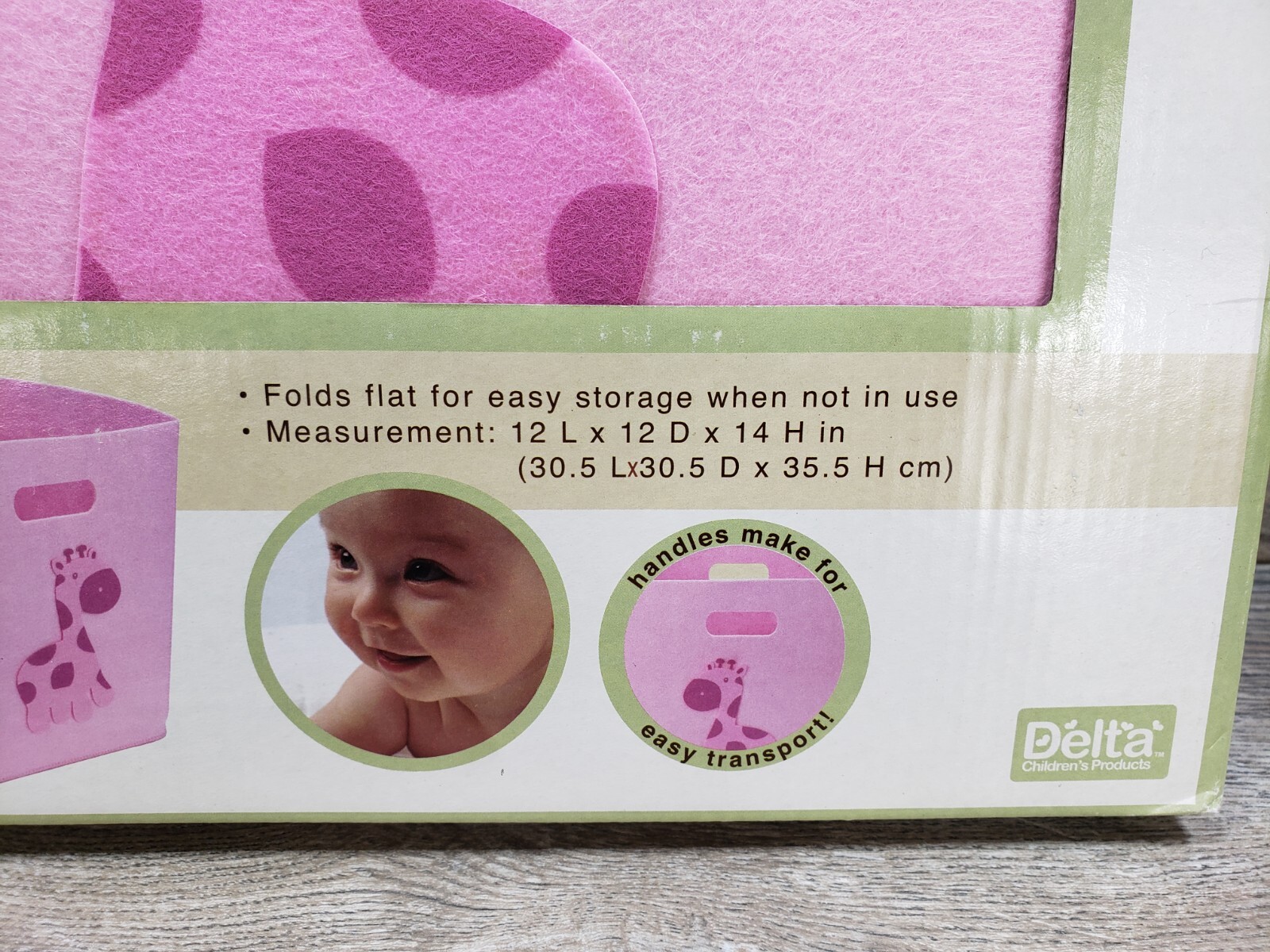 Delta Felt Storage Bin 12" X 12" 14" Pink Giraffe