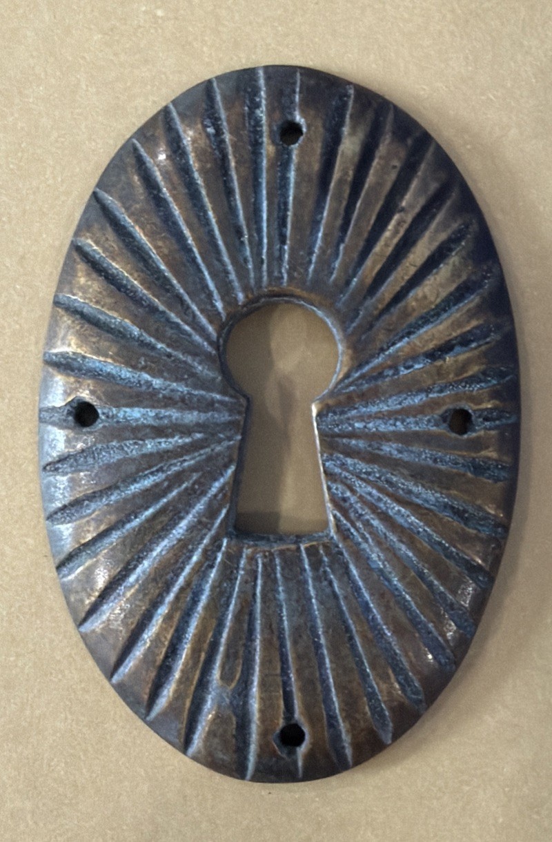 Vtg/MCM Keyhole Escutcheon Plate Matahari Sunburst Fluted Design Zamak Very Rare
