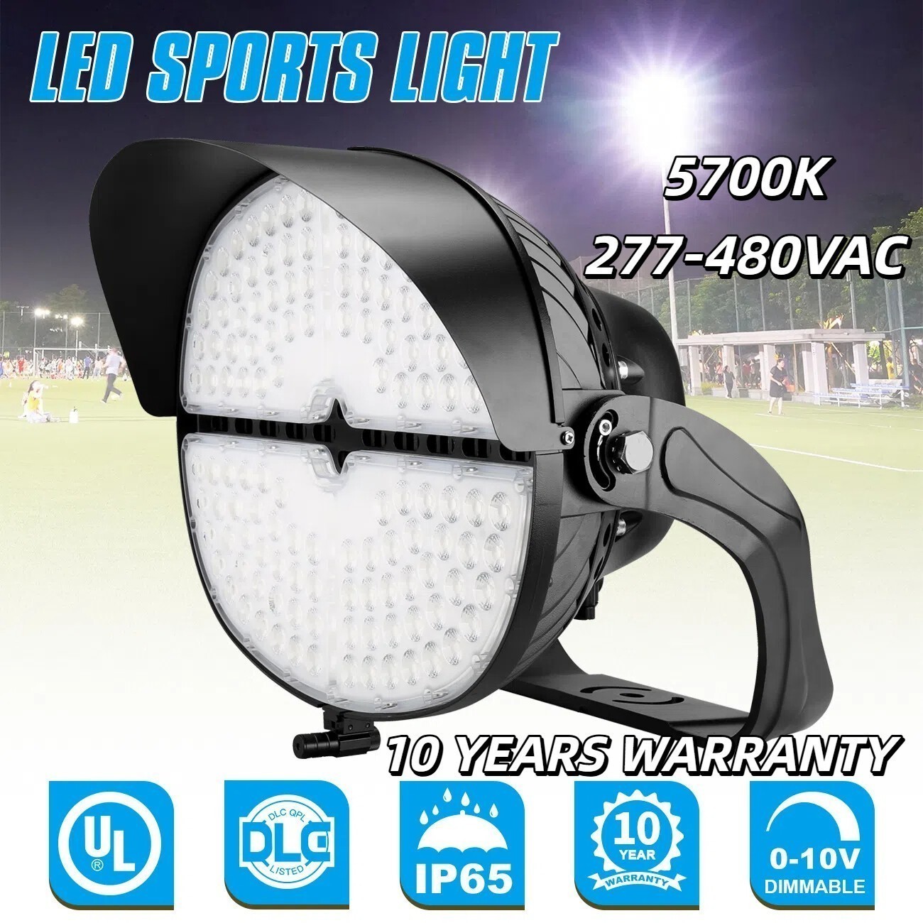 5700K Very Bright LED Stadium Light 500W Sport Lamp Floodlight 200V to 480V IP65