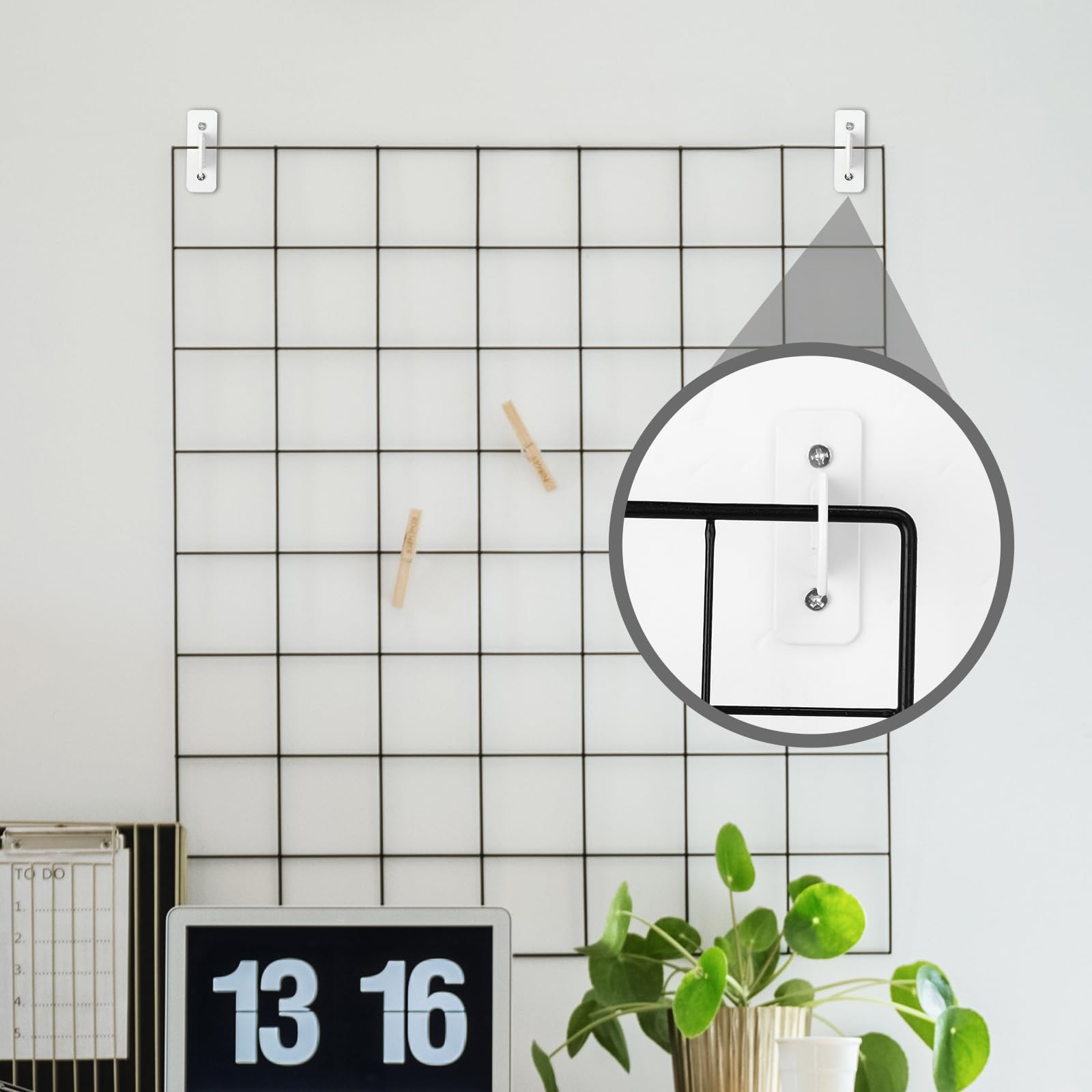 Gridwall Mount Brackets Metal Wall Panel Display Hook Accessory White 24 PCS
