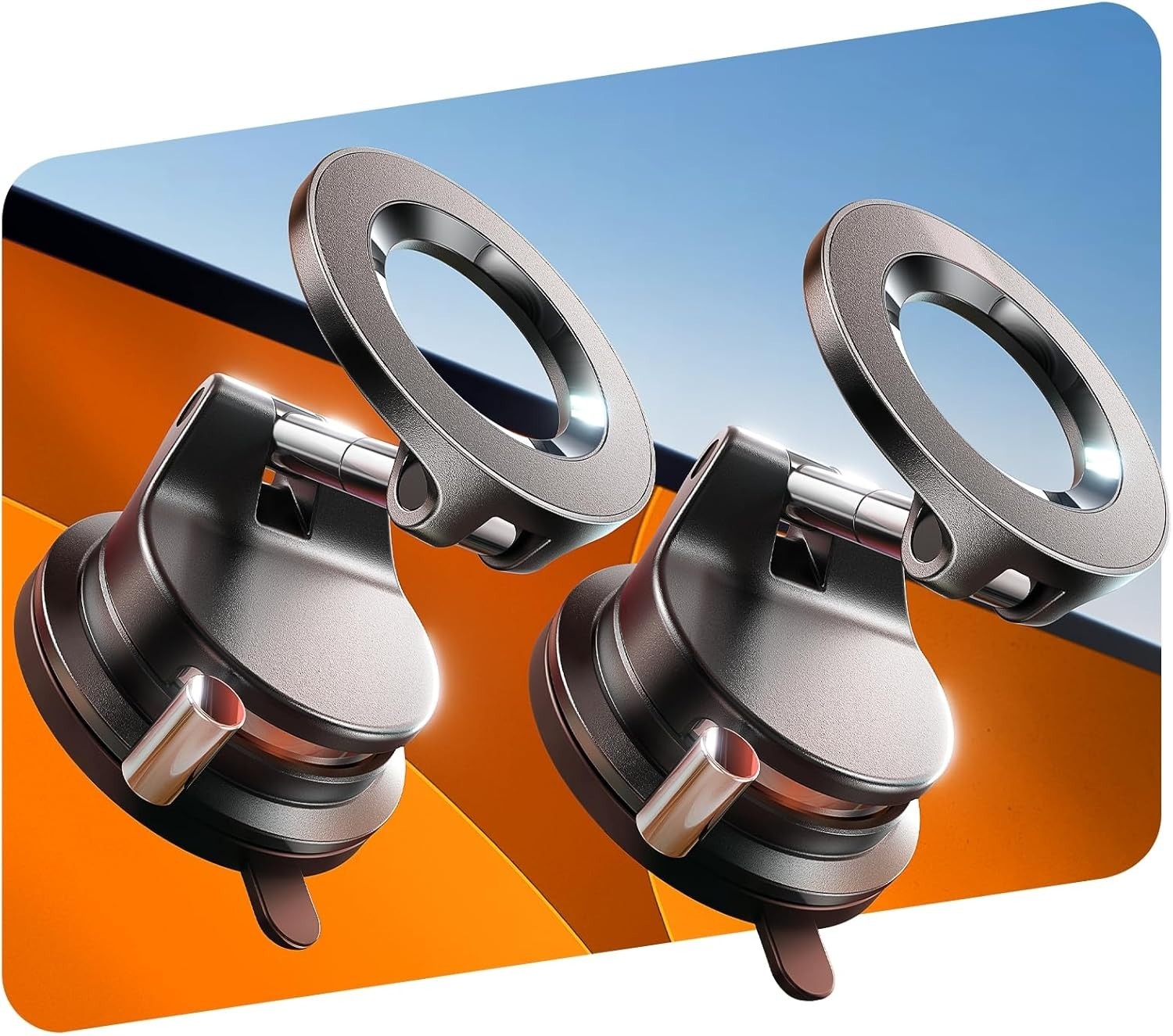 2pcs Adjustable Magnetic Vacuum Suction Cup Car Phone Holder Mount for MagSafe