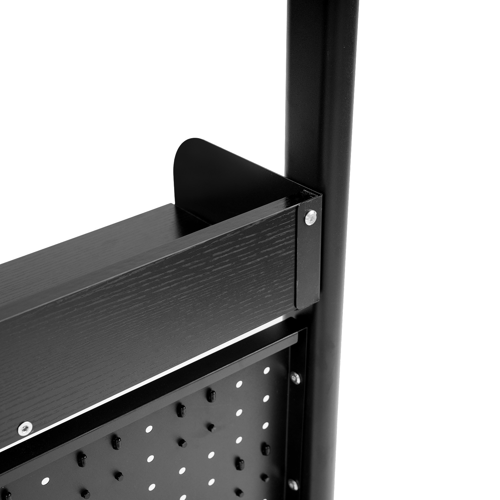 Premium Black Desktop Bookshelf with Adjustable Shelves & Pegboard Organizer