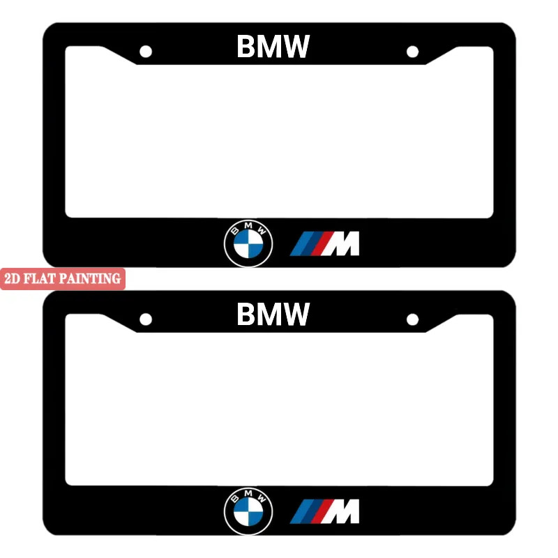 2PC BMW Black License Frames Car License Plate Frame Holder