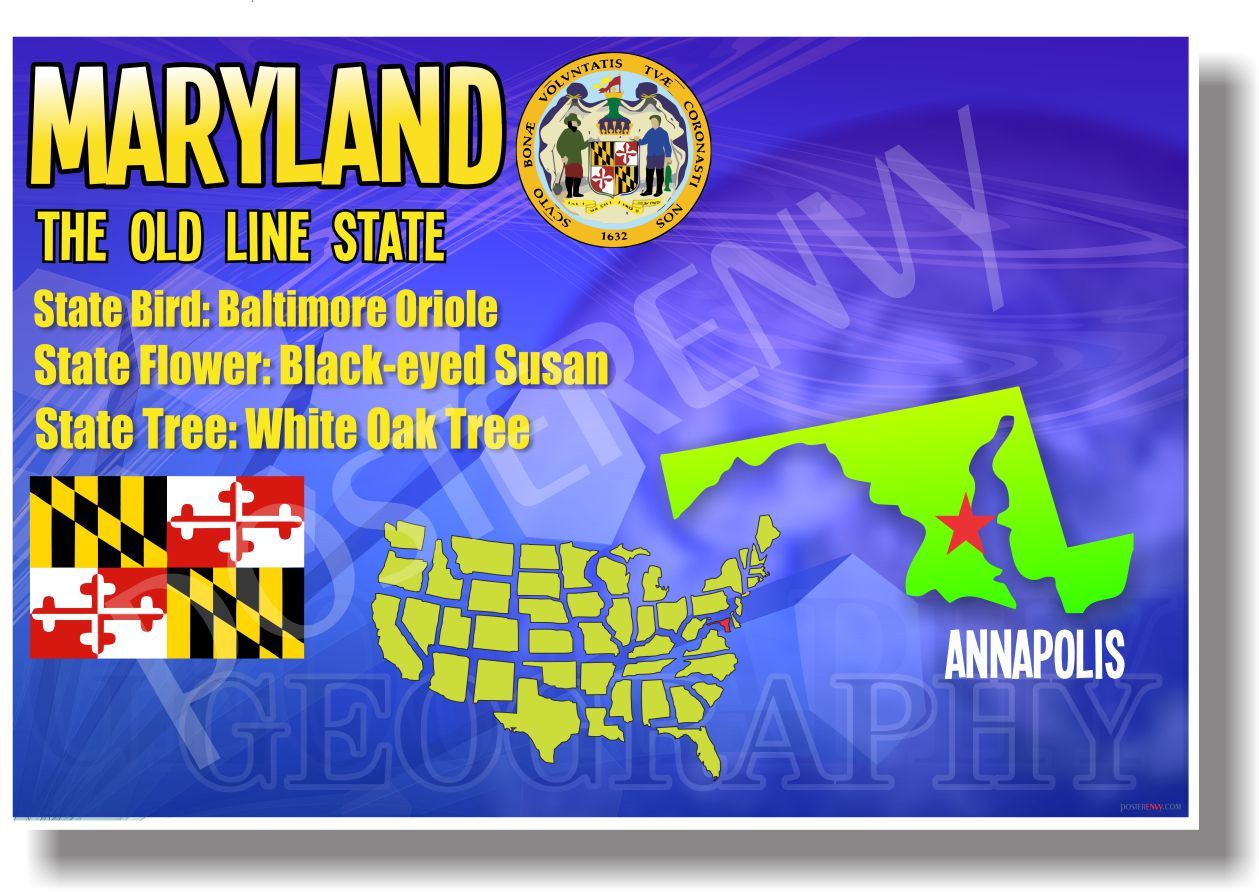 Maryland Geography - NEW U.S State Travel POSTER