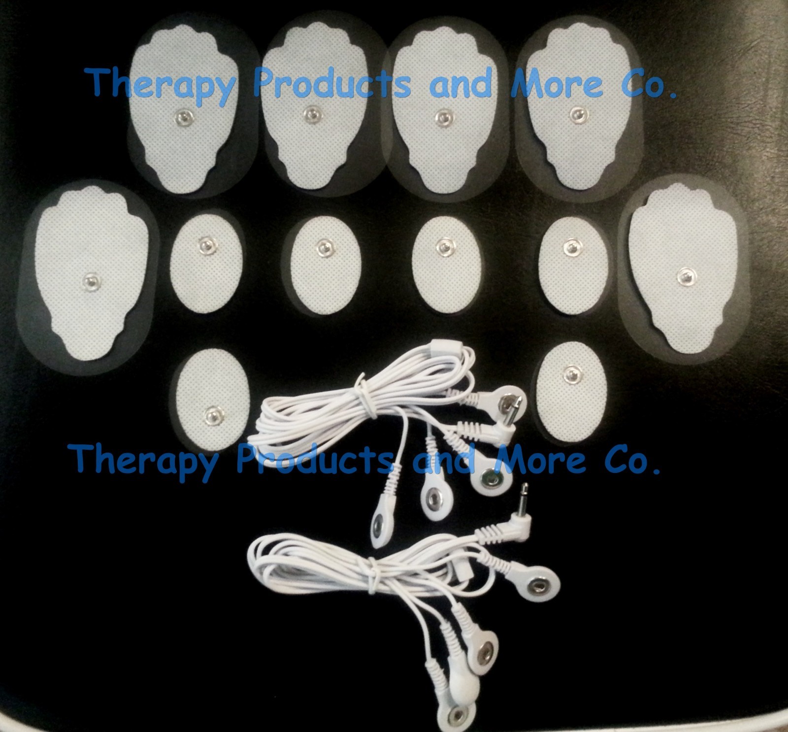 PAIR 4 WAY ELECTRODE CABLES(3.5mm)+ 6LG+6SM OVAL PADS for TENS DIGITAL MASSAGER