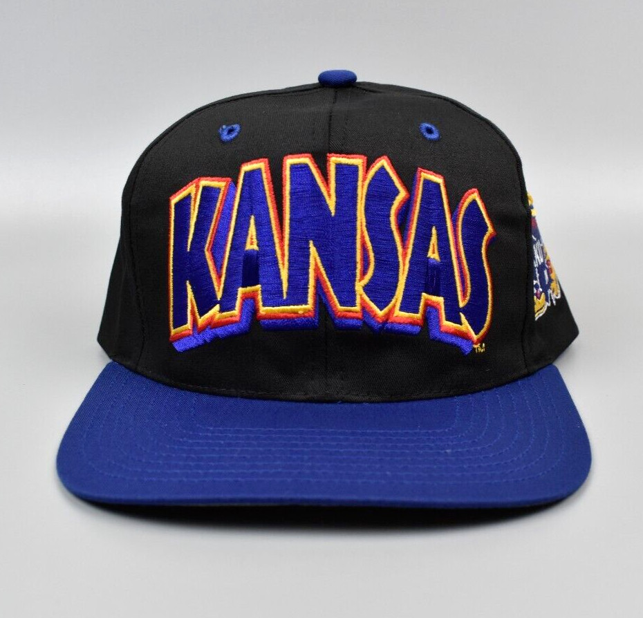 Kansas Jayhawks Vintage Twins Enterprise Bubble Letters Snapback Cap Hat - NWT
