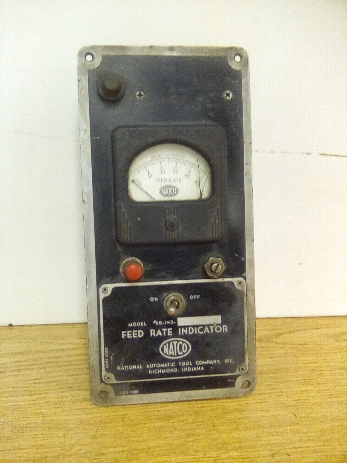 Vintage Natco Feed Rate Indicator 1958 Model #SB-IND