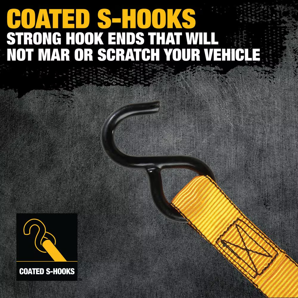 DEWALT 1.0 In. X 12 Ft. Ratchet Tie-Down Straps 1500 Lbs. Break Strength (4-Pack