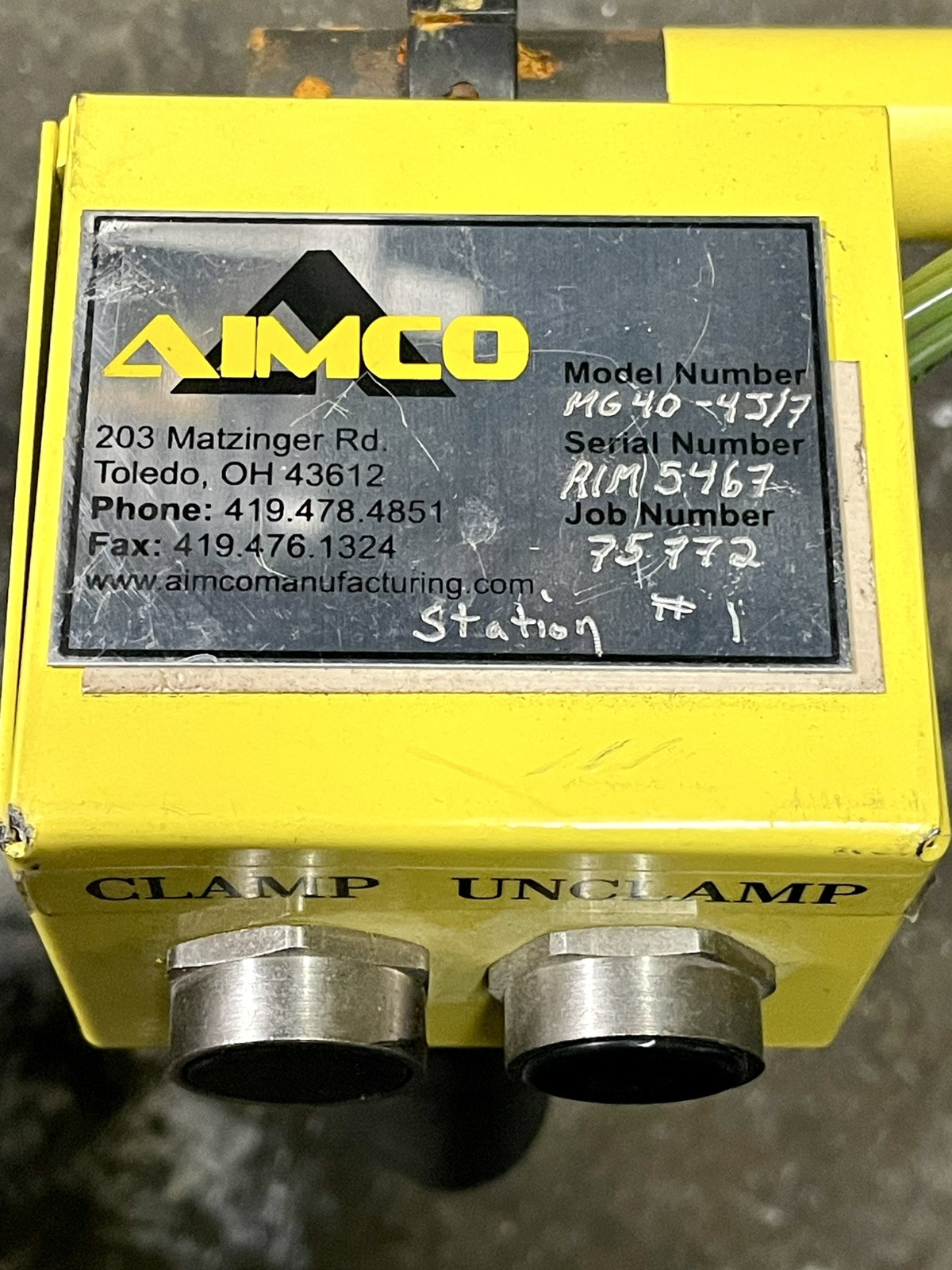 AIMCO Manufacturing MG40-4J/7 Product Handling Mechanical Grab Control Arm Excel