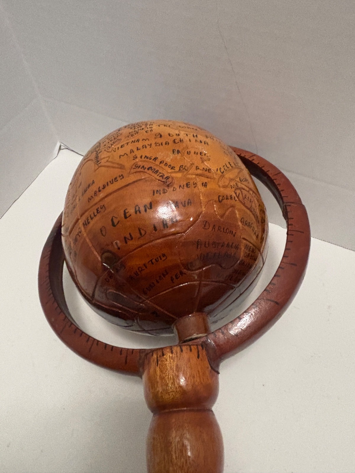 Handmade Rustic Terrestrial World Globe 14" Rotating Decorative