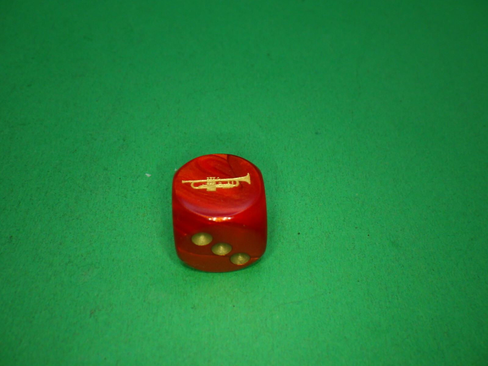Trumpet Red with Gold 16mm D6 Die - Customized Dice RPG Tabletop - Each