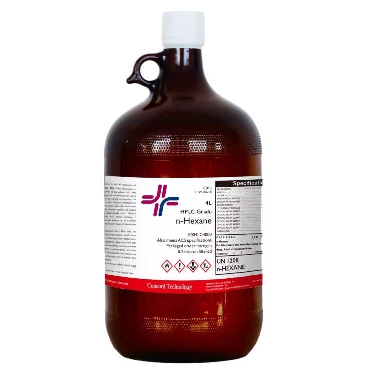n-Hexane, 97%, HPLC, ACS, 4-Liter, Case of 4