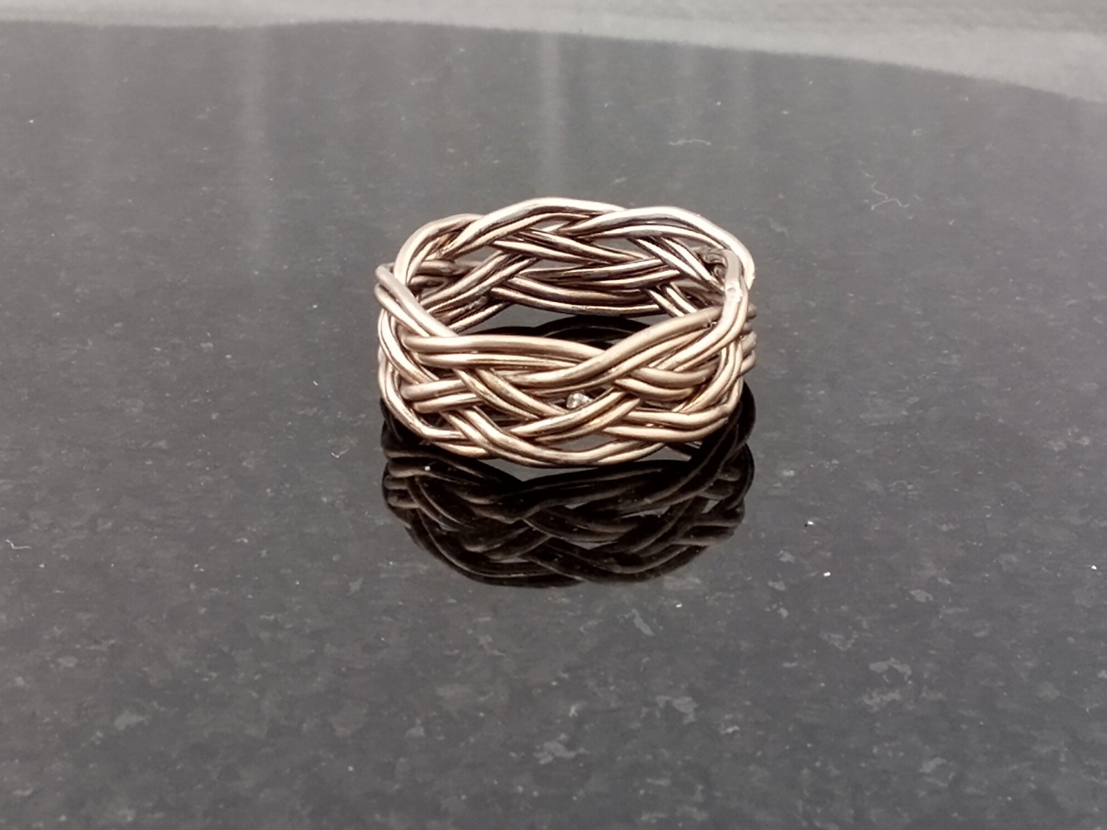 Size 8 Antique Brass 5x7 Turks Head Knot Ring Hand Tied made