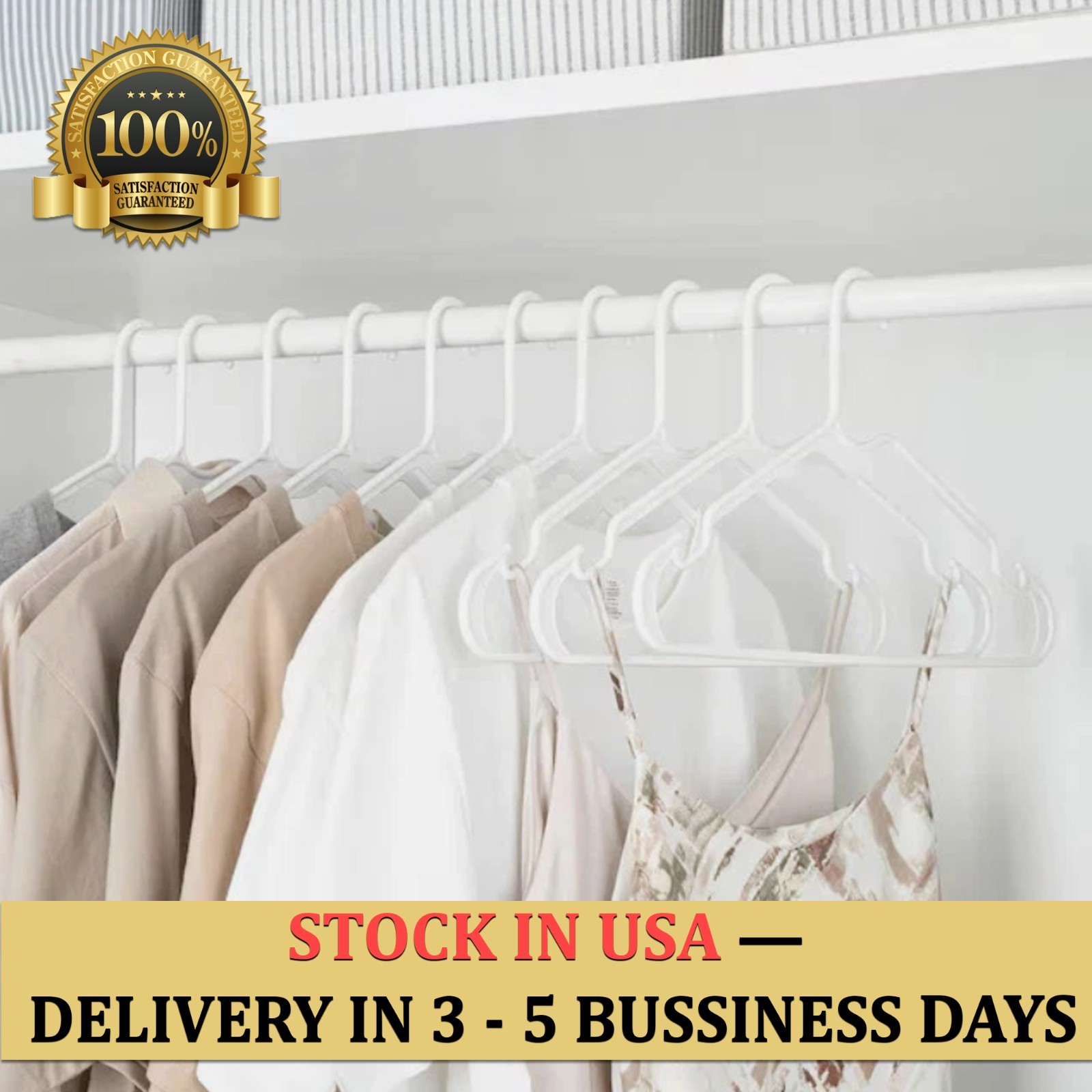 Heavy-Duty Non-Slip Plastic Clothes Hangers with Double Hooks White 10 Pack