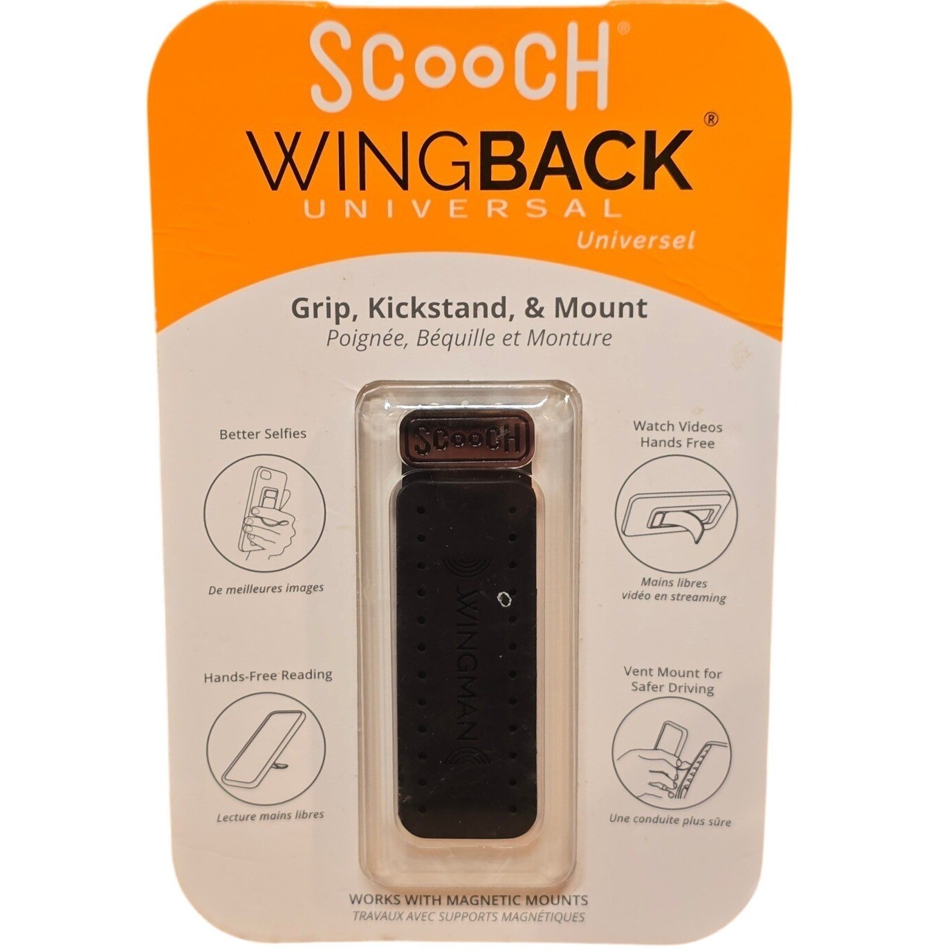 Scooch Wingback Universal Grip, Kickstand & Mount Magnetic for phones