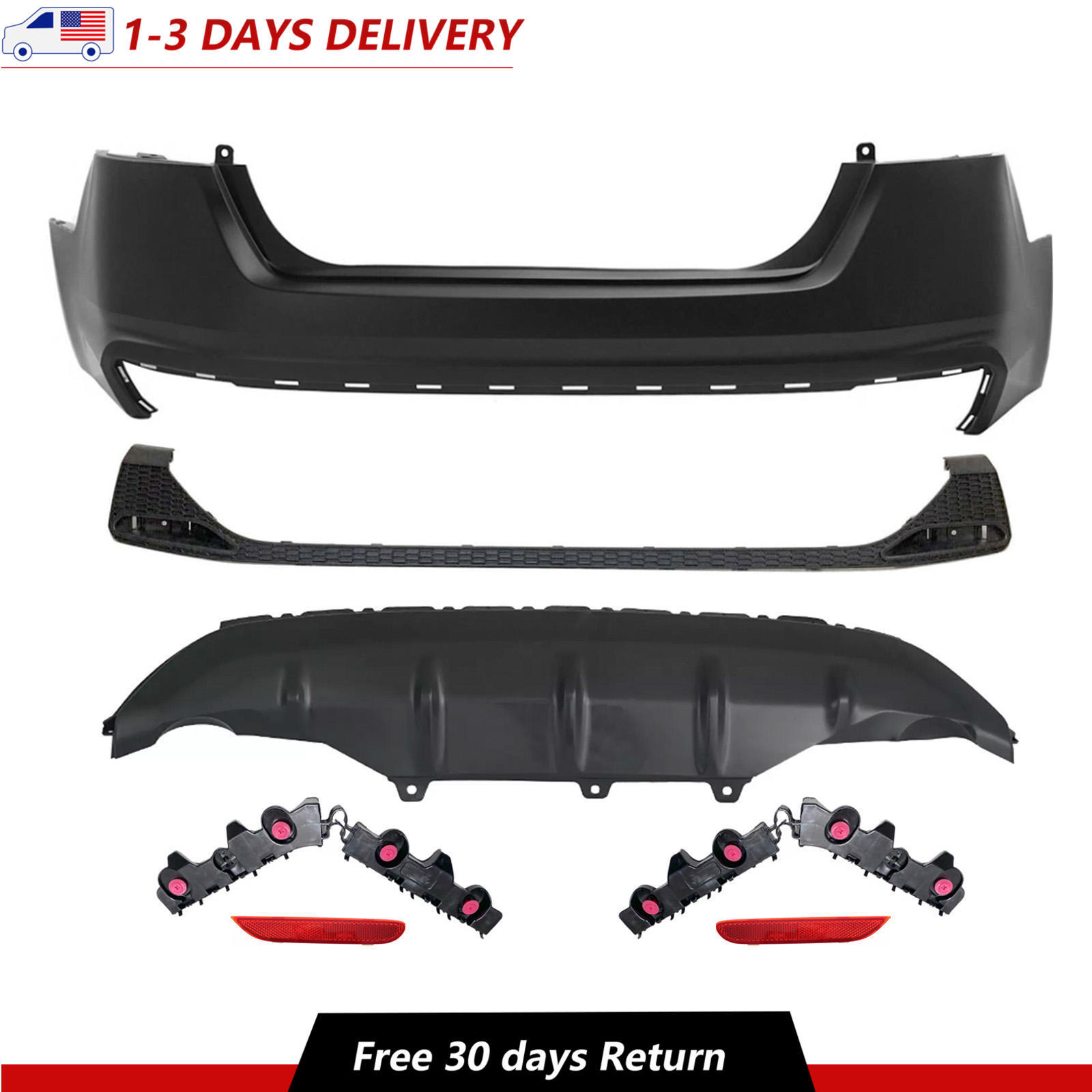 3 PCS Rear Bumper Lower Finish Valance W/O Sensors For 2019- 2023 Nissan Altima