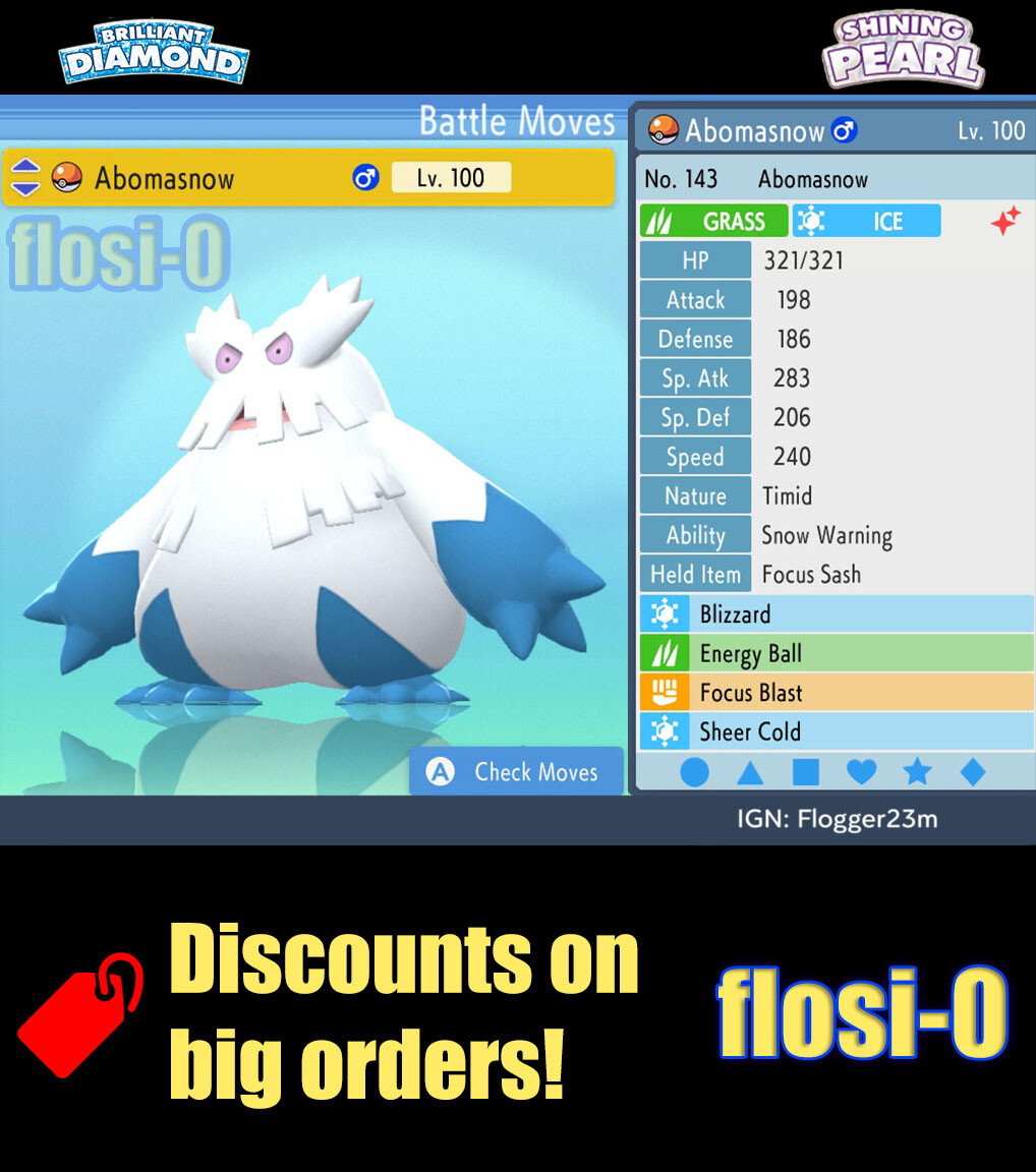 6IV Shiny Abomasnow Pokemon Brilliant Diamond and Shining Pearl