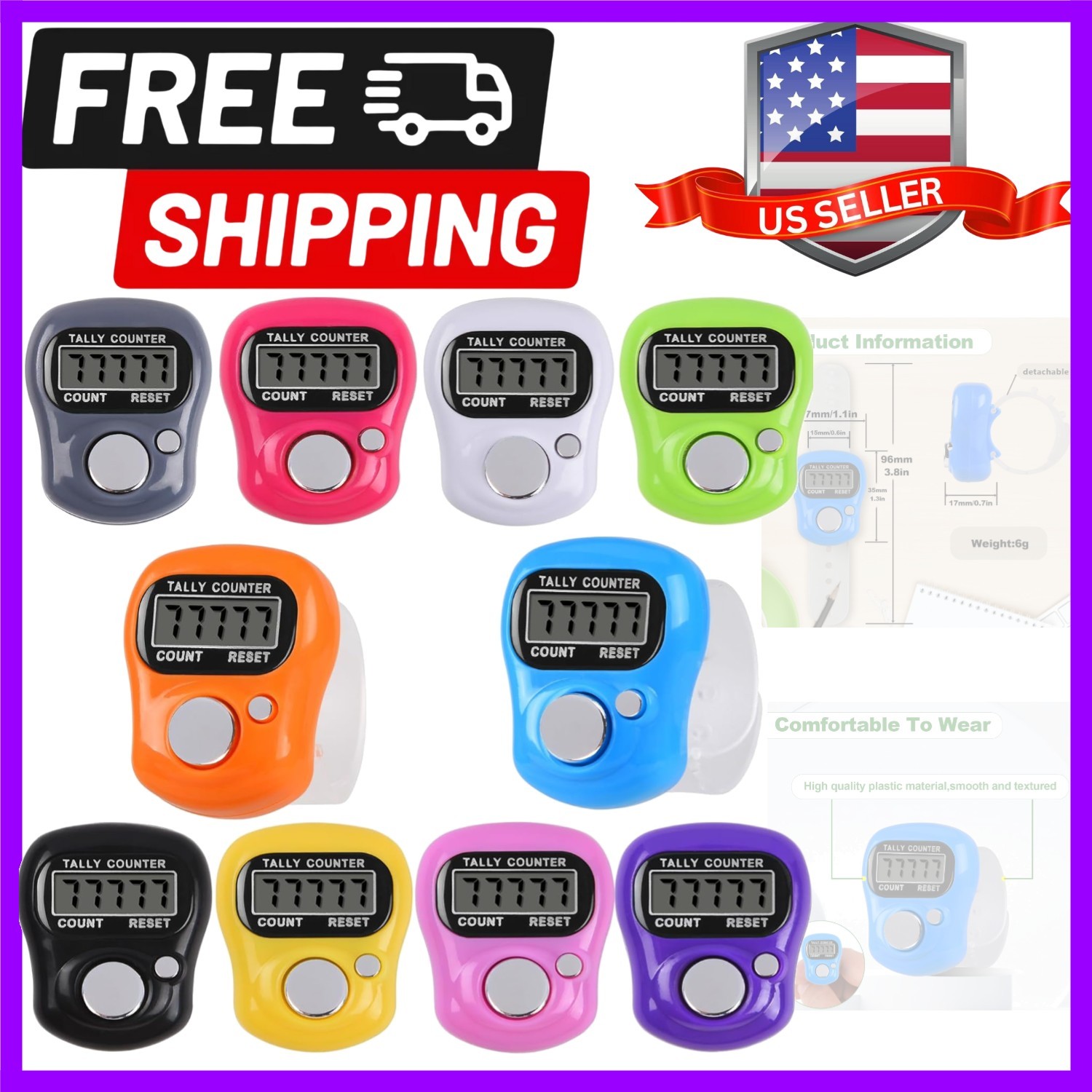 Tally Counter 10pc Electronic Finger Counter Digtal Clicker Counter 5 Digit L...