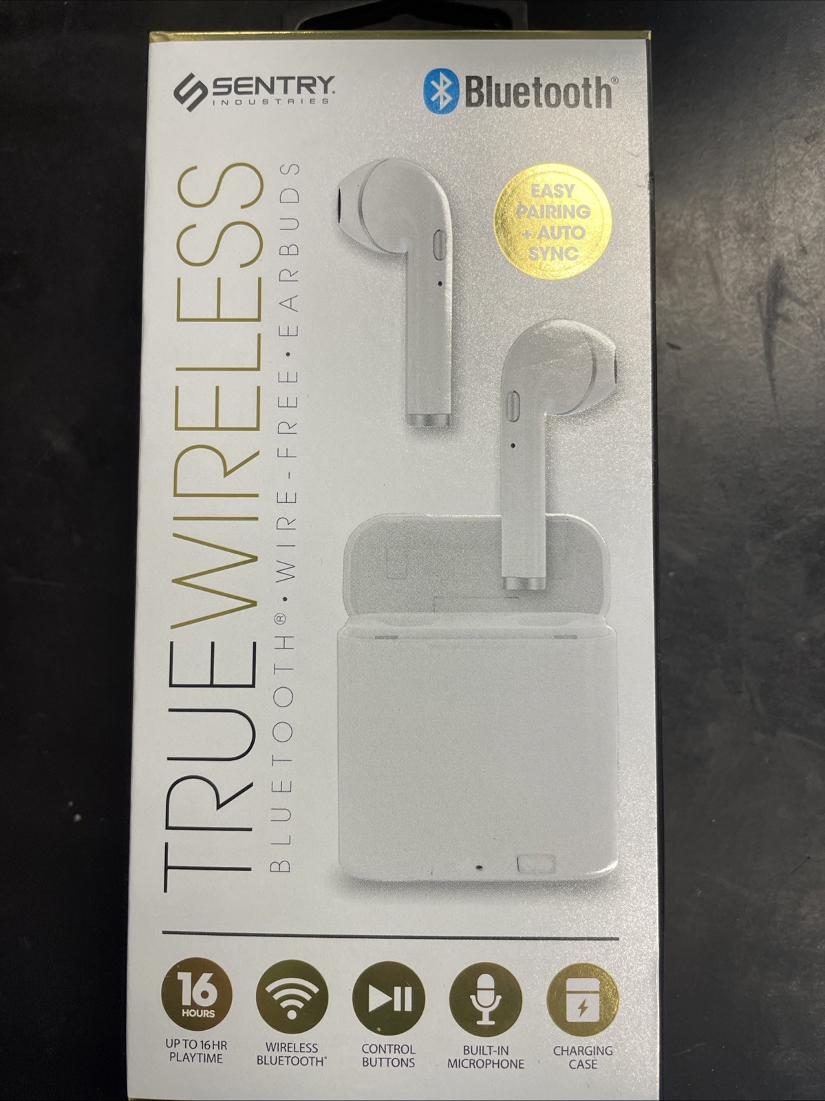 Sentry BT979 True Wireless Bluetooth Free Earbuds with Charging Case, White