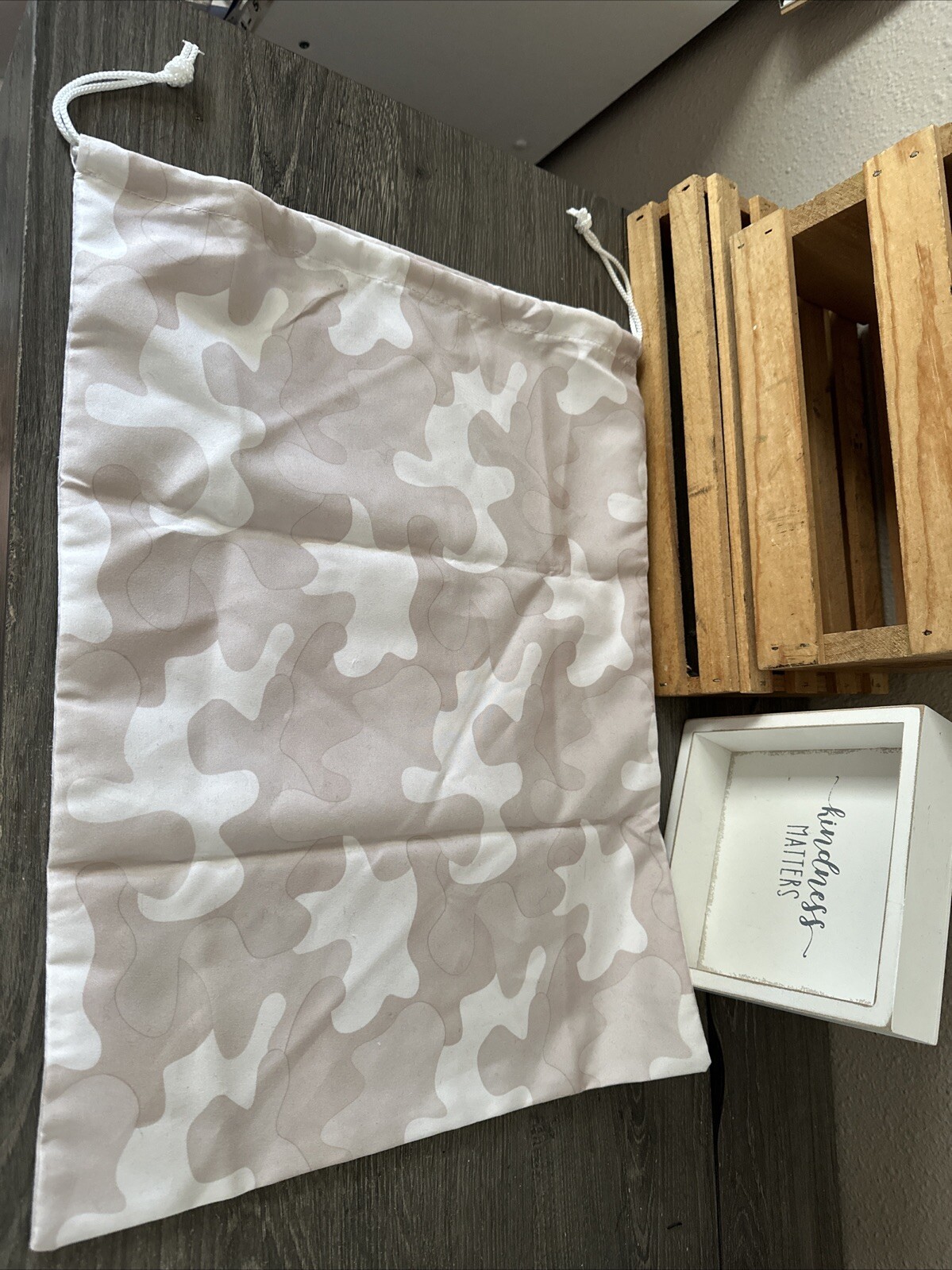 DAGNE DOVER Camouflage Logo Drawstring Dust Bag 13”x17”EUC-MINT