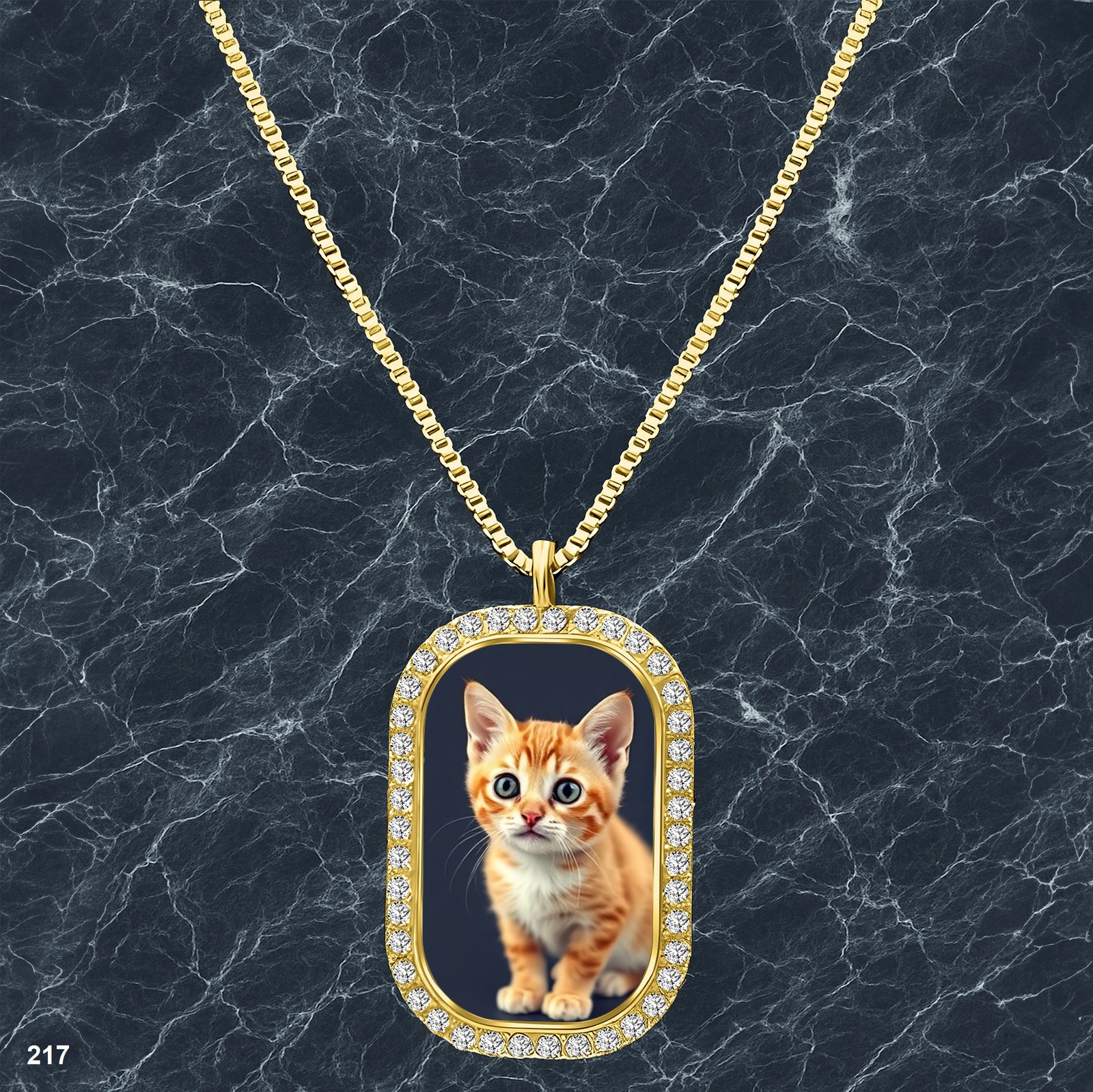 Colorful Cat Pendant Necklace Image Radiant Gold Tone Souvenir Adornment