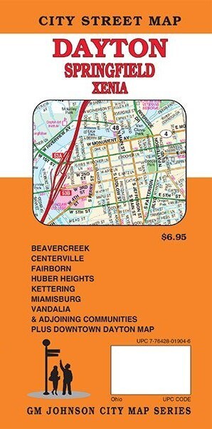 City Street Map of Dayton, Springfield, Xenia, Ohio, by GMJ Maps