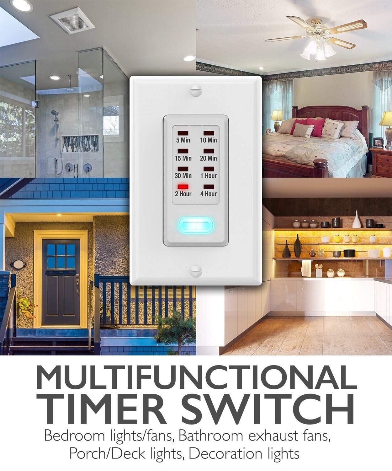Fosmon In Wall Switch Gang Countdown Programmable Timer Auto Bathroom Fan Light