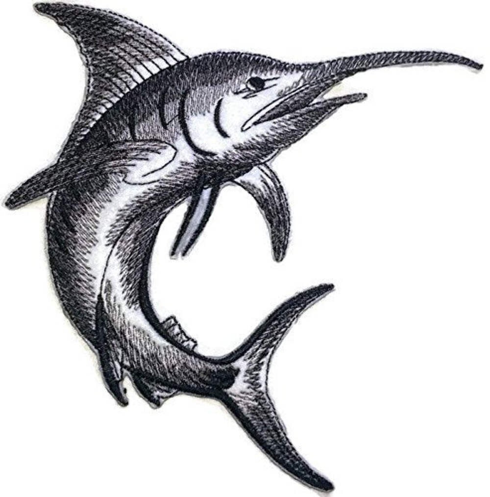 Nature's Bounty Beautiful Custom Fish Sketch [Marlin Fish ] Embroidered Iron On/