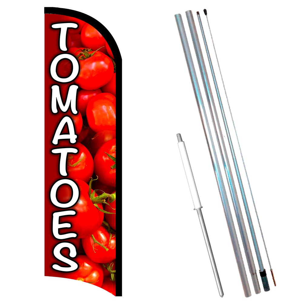 Tomatoes Premium Windless  Feather Flag Bundle (Complete Kit) OR Optional Replac