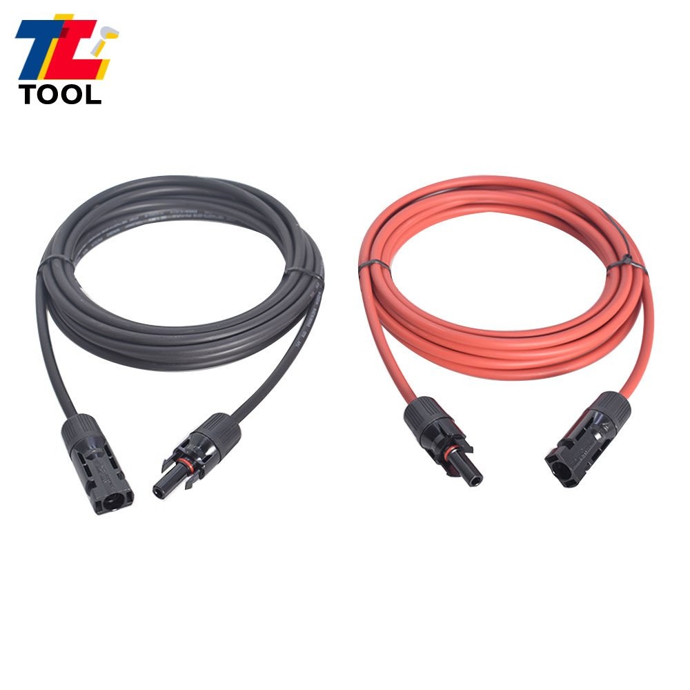 1 Pair 12AWG 15ft Black+Red Solar Panel Extension Cable Wire Connector