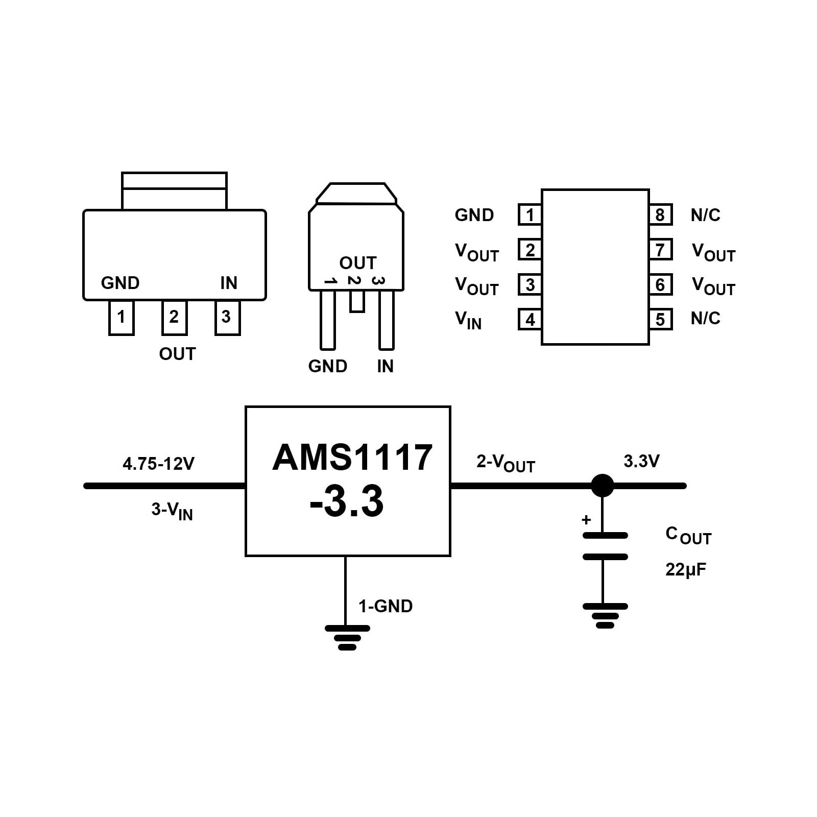 10 PCS AMS11173.3V DCDC Step Down Voltage Regulator Module 4.75V12V LDO