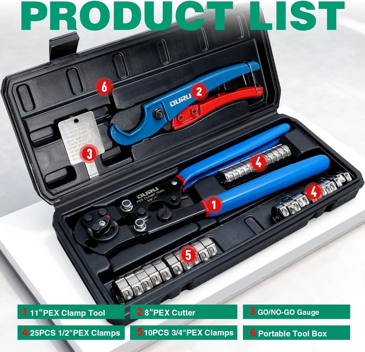 2 IN 1 Ratchet Pex Crimping Tool Cinch and Remove Combo Function Pex Pipe Crimp