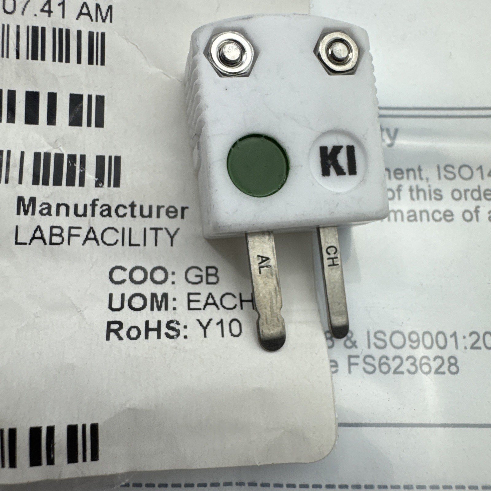 Labfacility Mini Plug Type K IM-K-M-HTC Connector 650C Thermocouple
