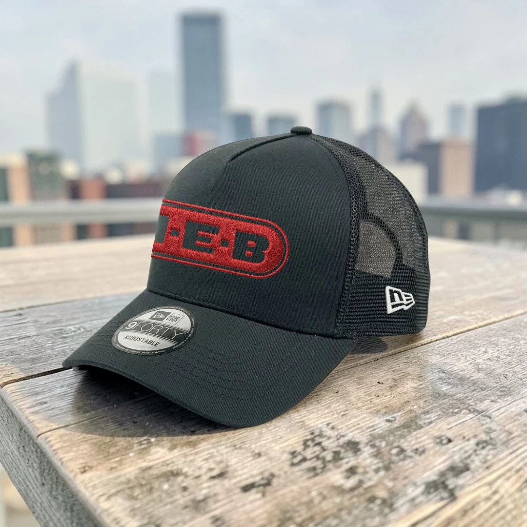 HEB Embroidered Logo Trucker Hat Gray Black Mesh Adjustable Cap