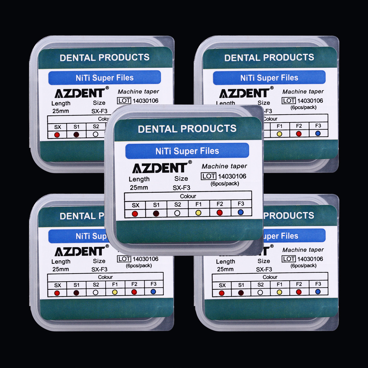 5X Dental Endodontic NiTi Super Rotary Files SX-F3 25mm Machine Taper