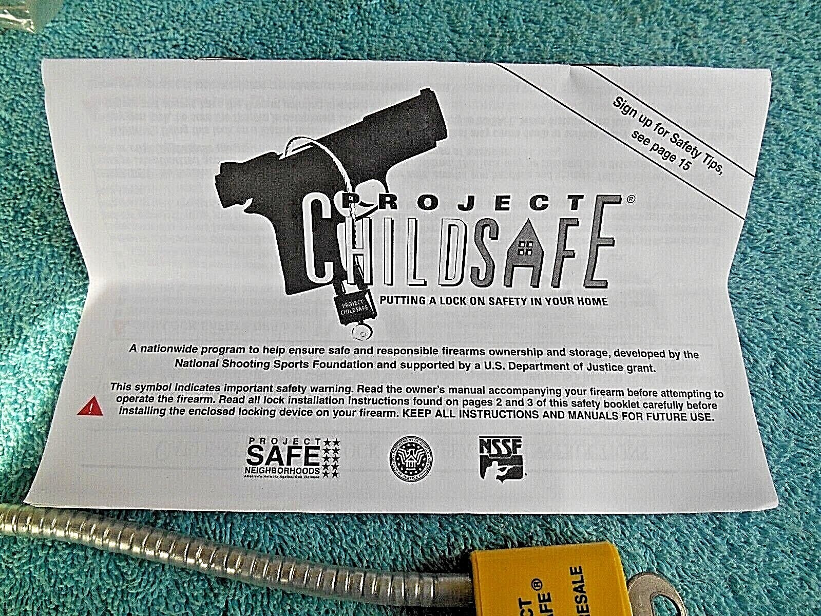 Project Child Safe Cable Gun Lock with 2 Keys New in Original Package
