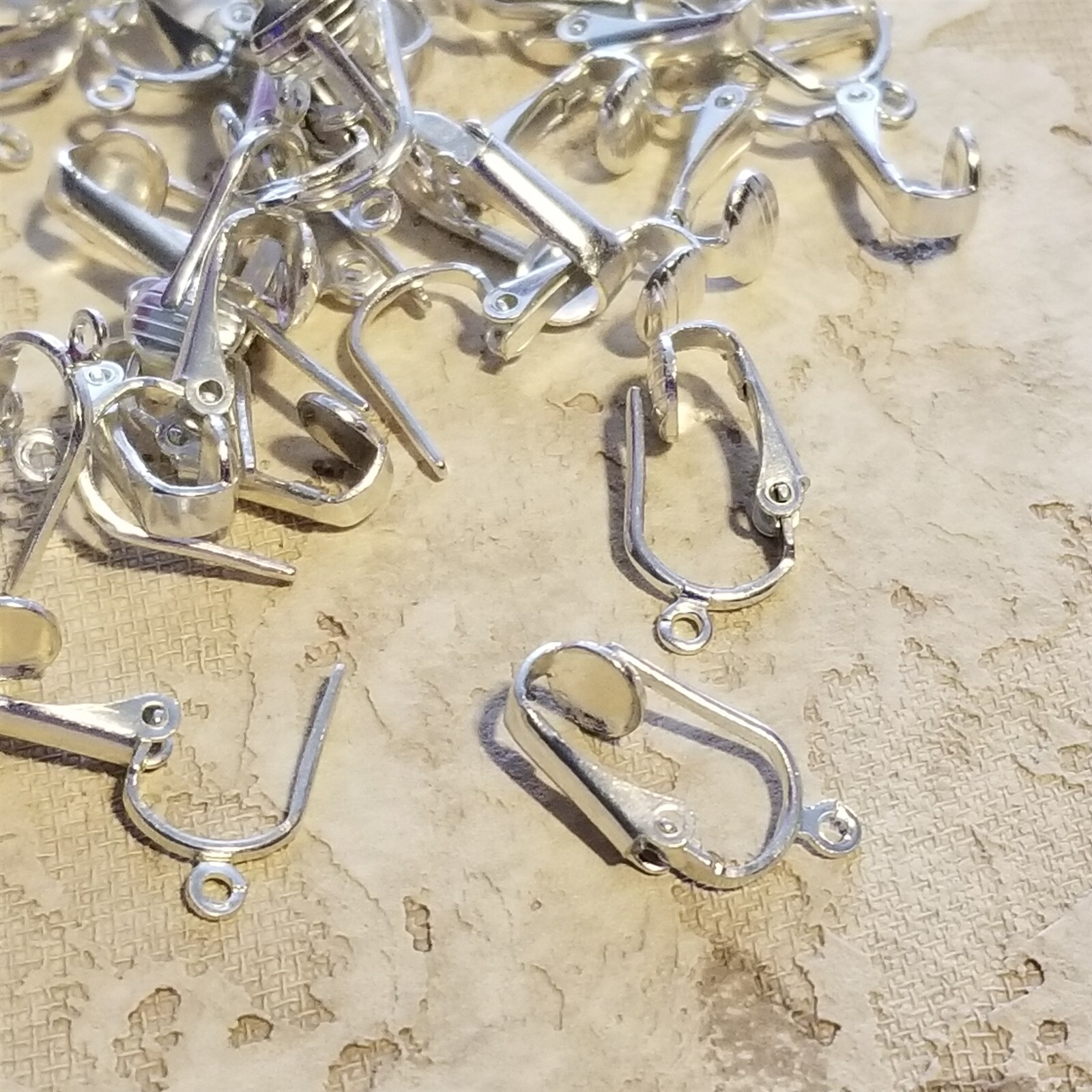 Clip On Pierced Look Earring Hooks Findings Silver Plated 10 pcs