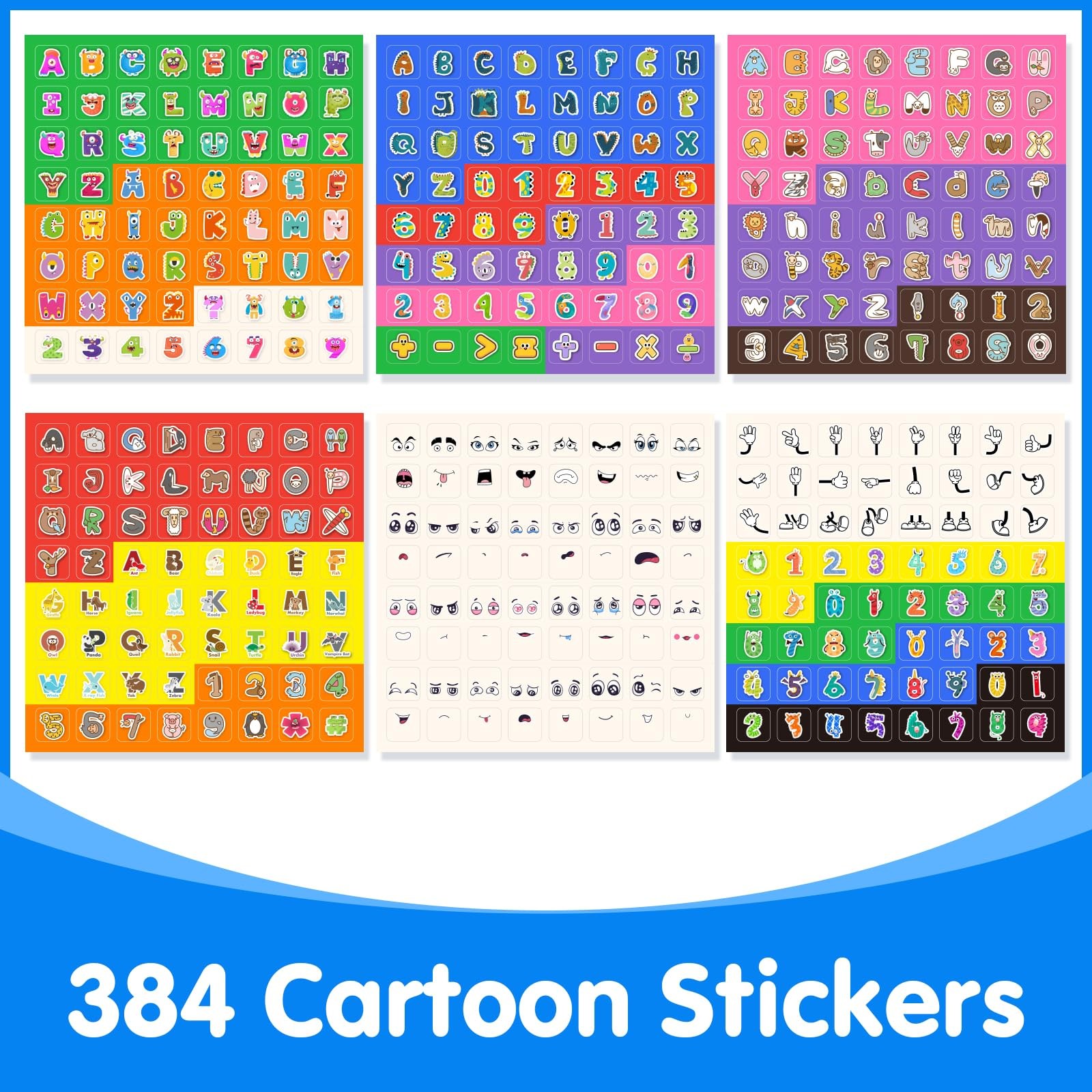 100 Pcs Math Linking Cubes with 384 Cartoon Stickers - STEM Counting Cubes & ...