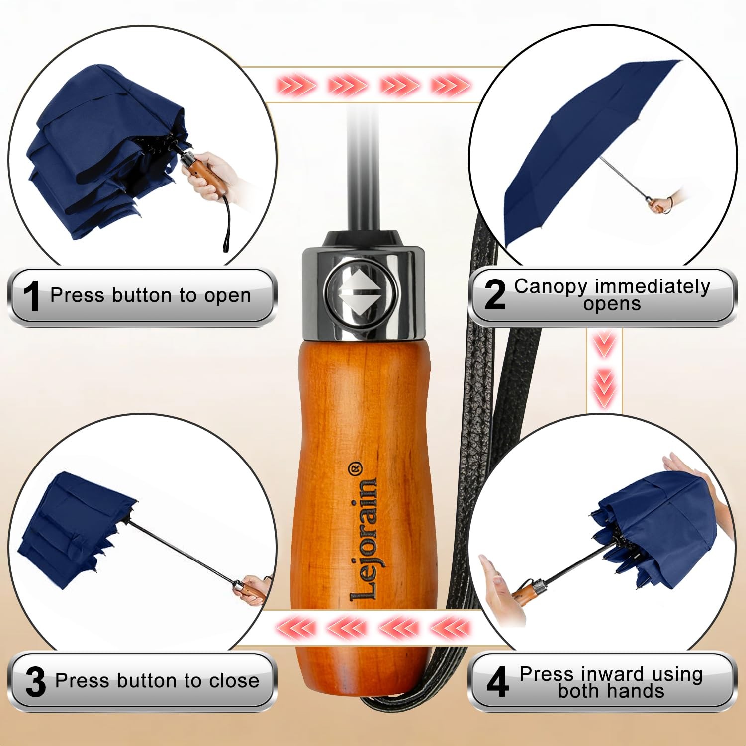 Large Compact Golf Umbrella - 54inch Oversized Auto Open Close Folding Golf U...
