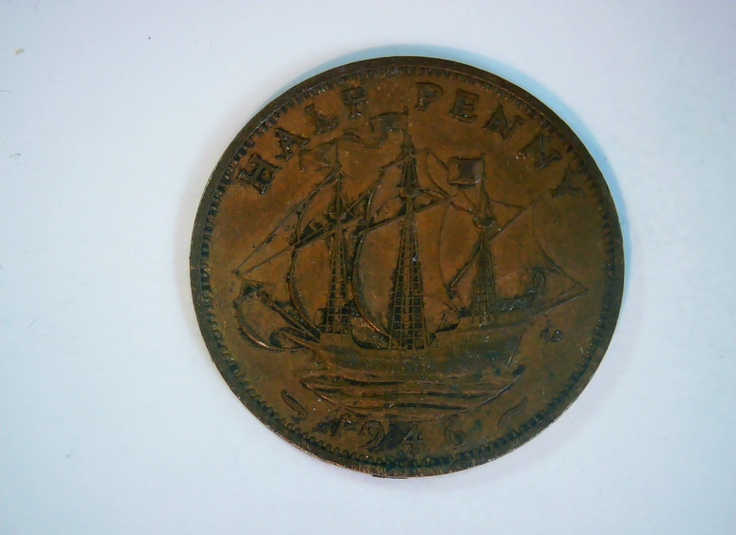 United Kingdom 1946 Halfpenny George VI Halfpenny (sailing ship reverse) Coin
