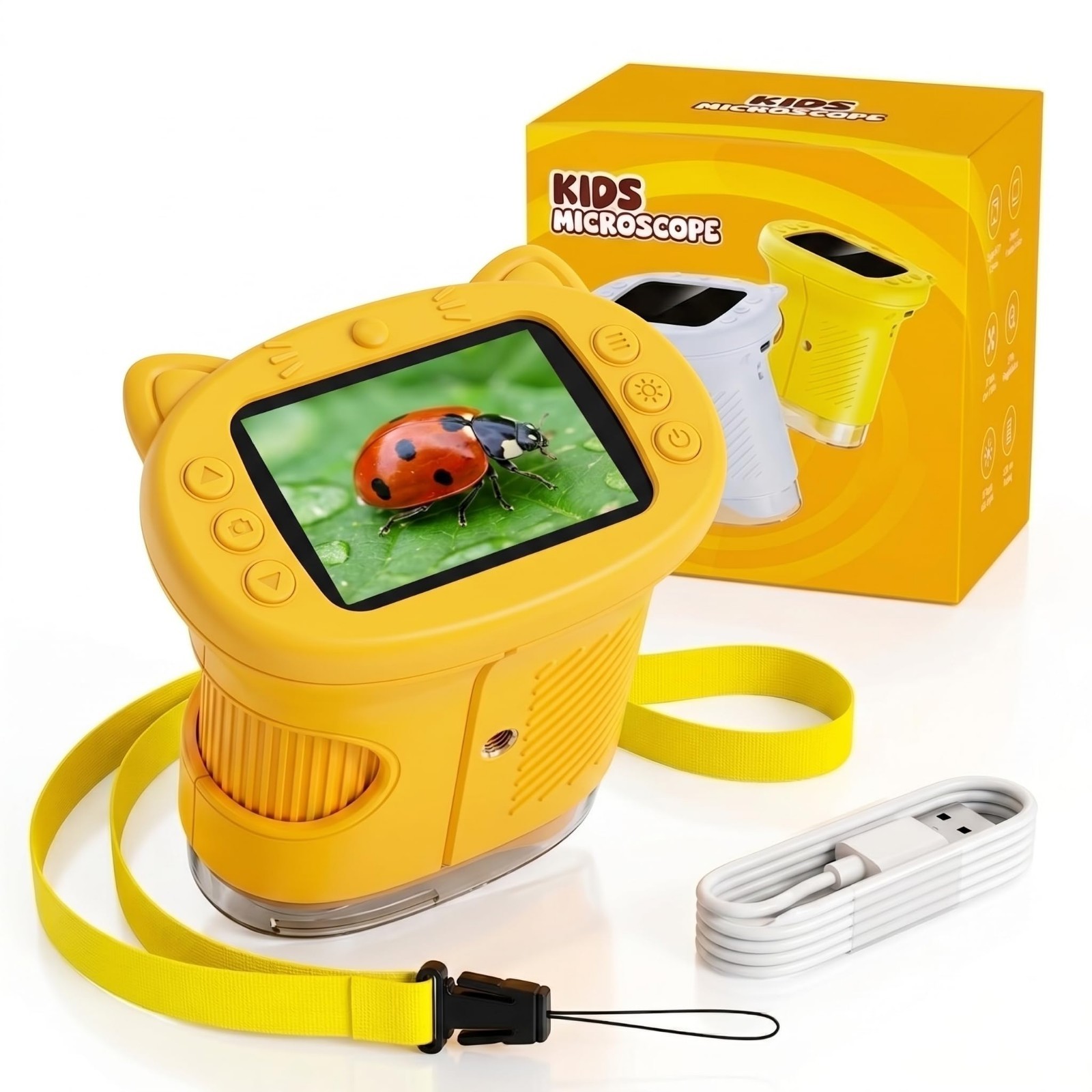 Kids Microscope, 1000X Handheld Digital Pocket Microscope with 2.4" IPS Screen &