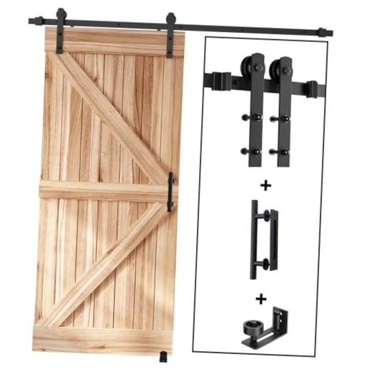 6 FT Sliding Barn Door Track and Handle Hardware Kit, 6 FT-Single Door Kit