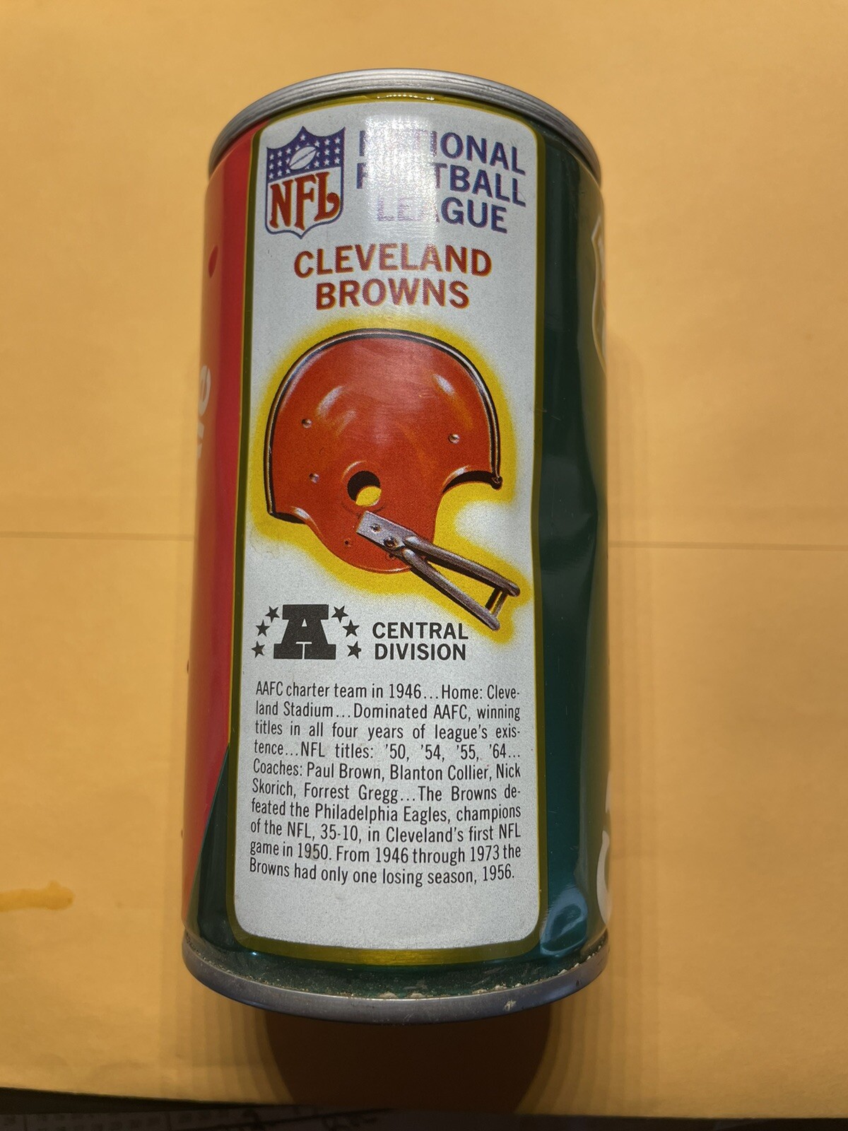 CLEVELAND BROWNS FOOTBALL CANADA DRY GINGER ALE PULL TAB SODA POP CAN  NFL