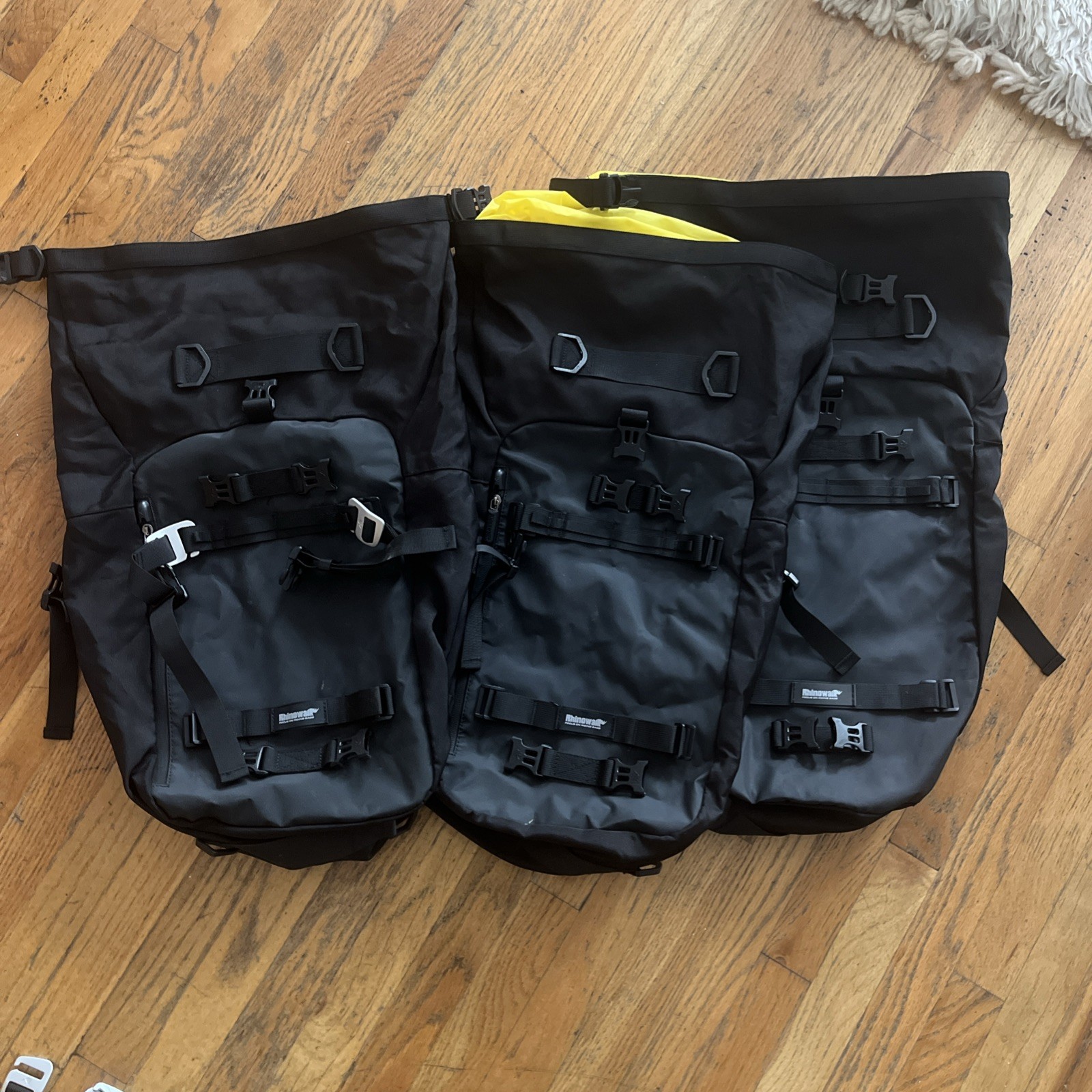 Rhinowalk Rear Double Pannier Set Black/Yellow Water Resistant Reflective