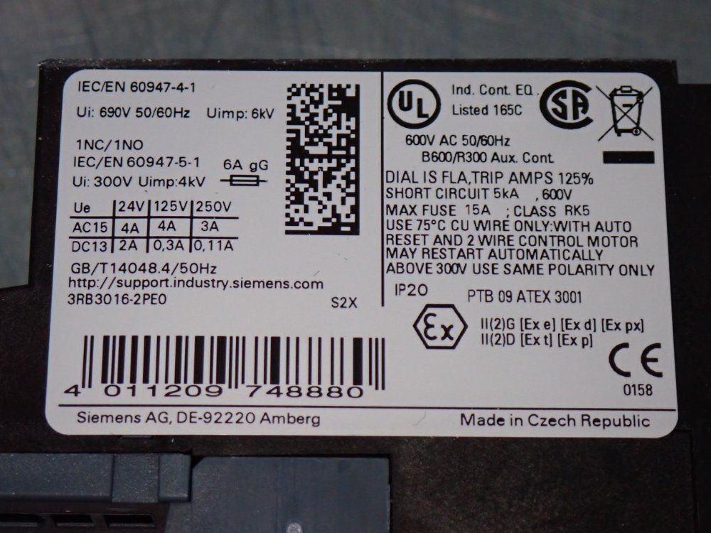 SIEMENS OVERLOAD RELAY 3RB3016-2PE0