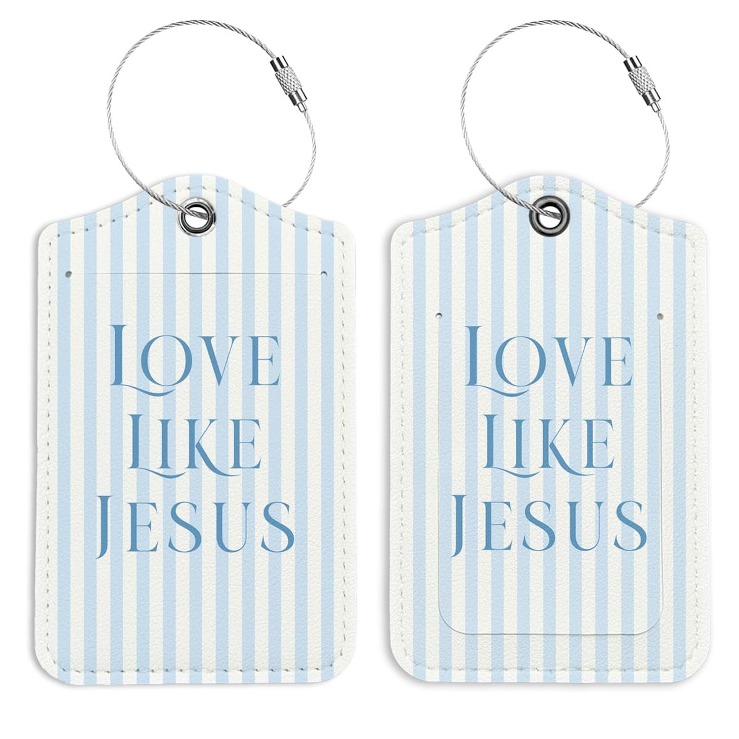 Preppy Blue Jesus Luggage Tags for Suitcases, Love Like Jesus Bible Luggage T...